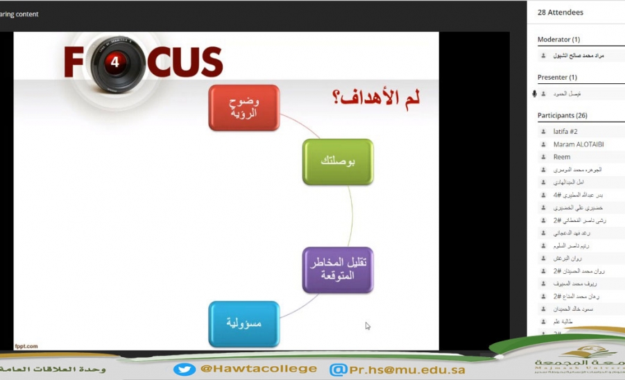 لقاء افتراضي عن بُعد بعنوان "الأهداف الذكية"