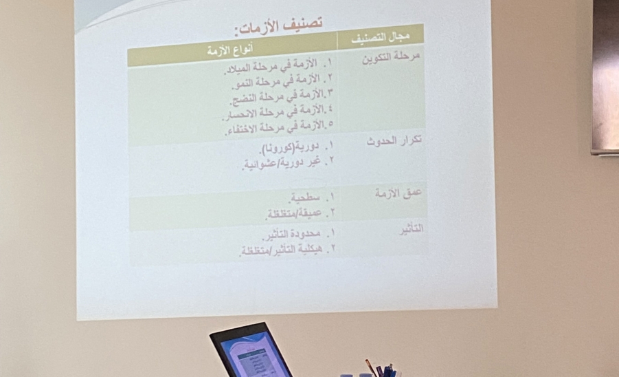 ورشة عمل بعنوان " فن إدارة الأزمات"