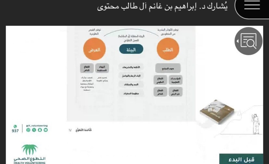 يقيم مركز العمل التطوعي ورشة بعنوان صناعة الفرص التطوعية من التخطيط المثالي وحتى التنفيذ